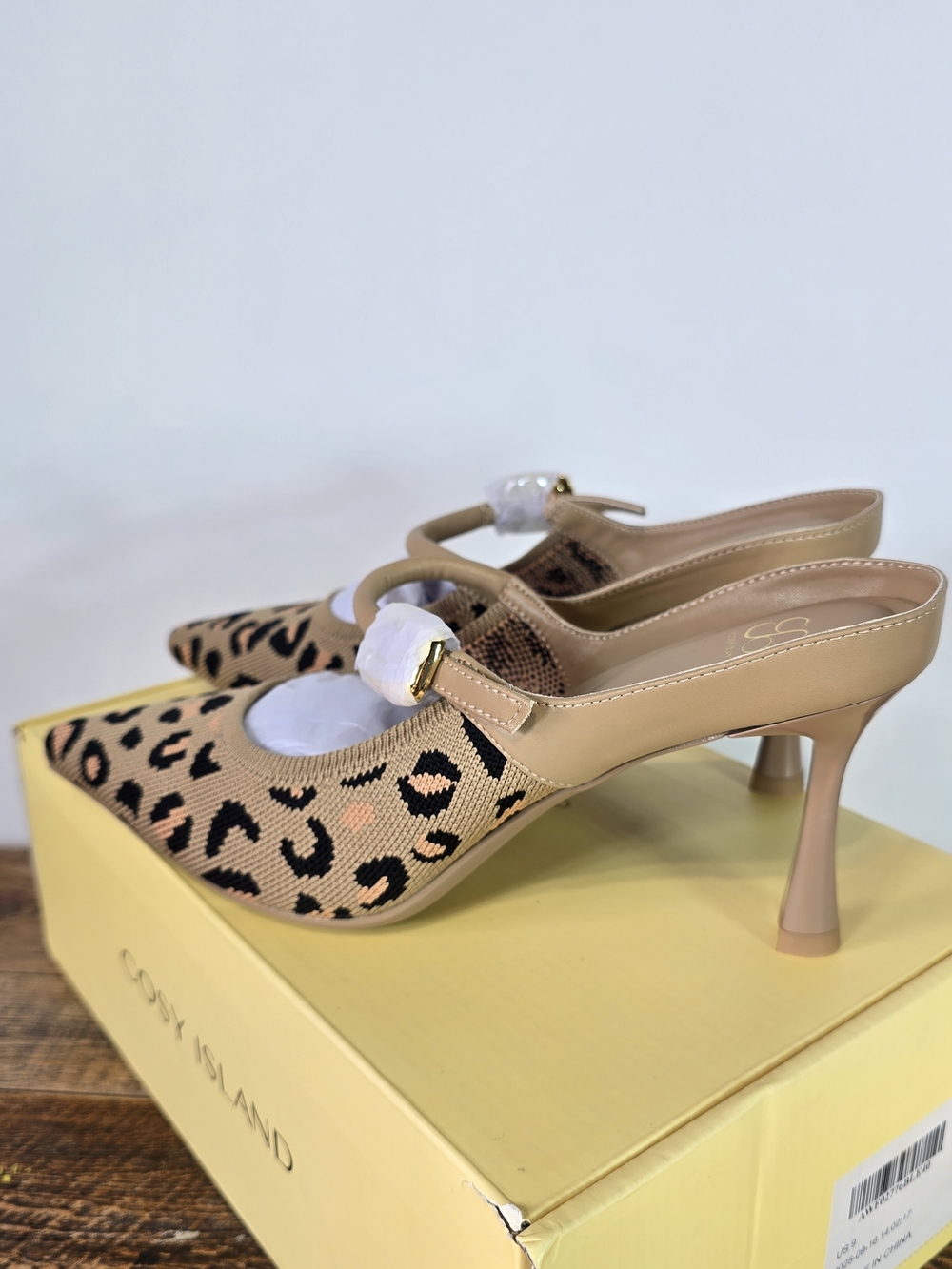 Cosy Island Leopard Print Pointed Toe Mule Heels in Tan/Black Size 8.5 - Picture 6 of 11